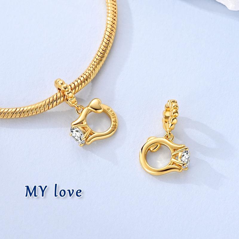 Nuevo En Elementos 18K Chapado en Oro Colgante Charm Cuentas Se Adapta a Pulsera de 3 mm Collar Para Mujer Joyería Fabricación DIY Regalos