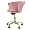 Velvet Chair Petal Shape Height Adjustable Rotating Work Chair with Wheels for Home Office Pink