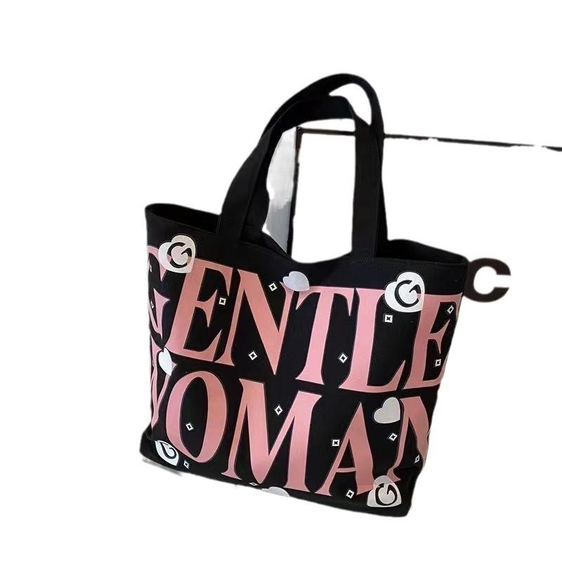 Student canvas bag, large capacity tote bag, versatile flower mommy handbag, shoulder bag, shopping bag