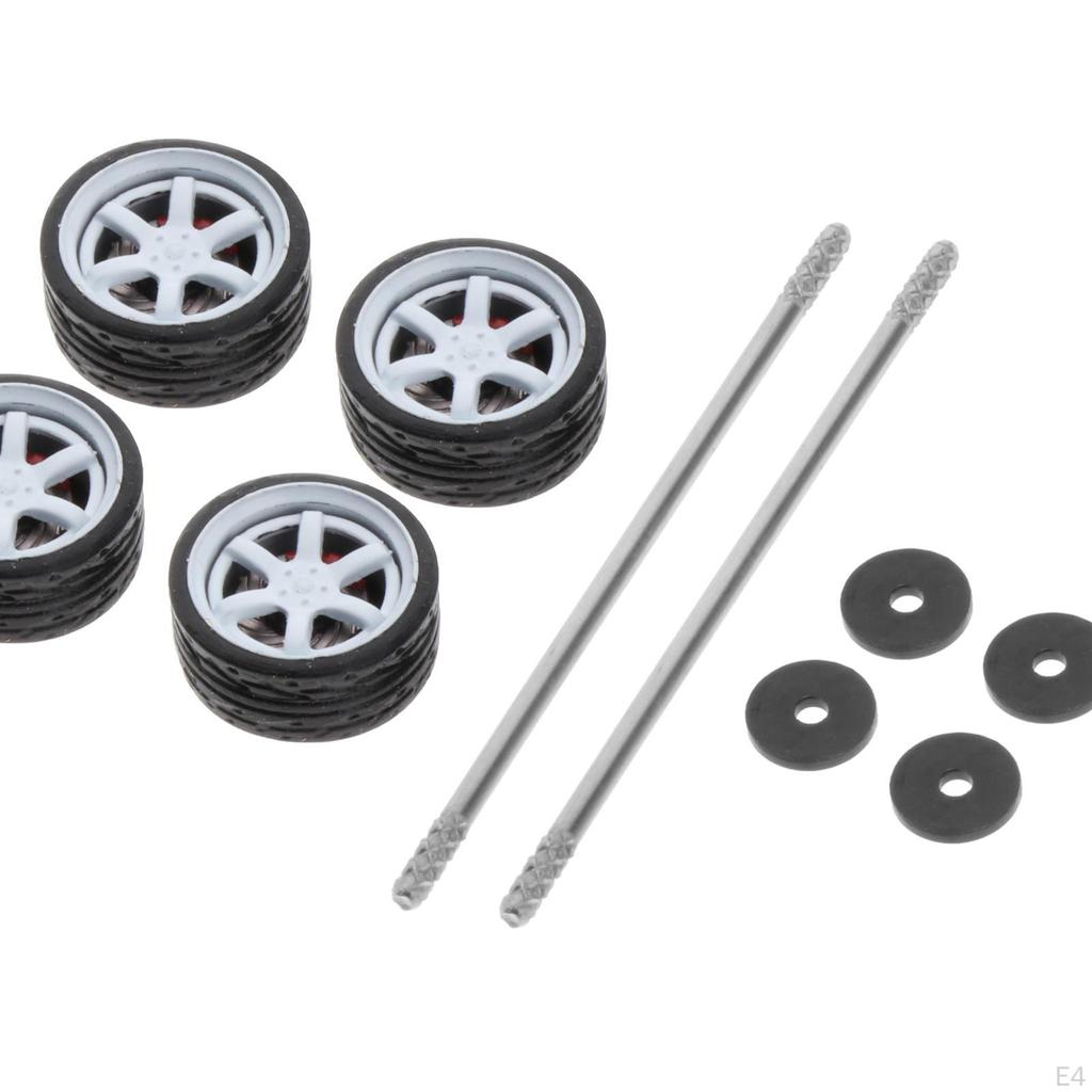 1:64 Scale Car Rubber Wheel Rims Soft Tires for RC 1/64 of 4
