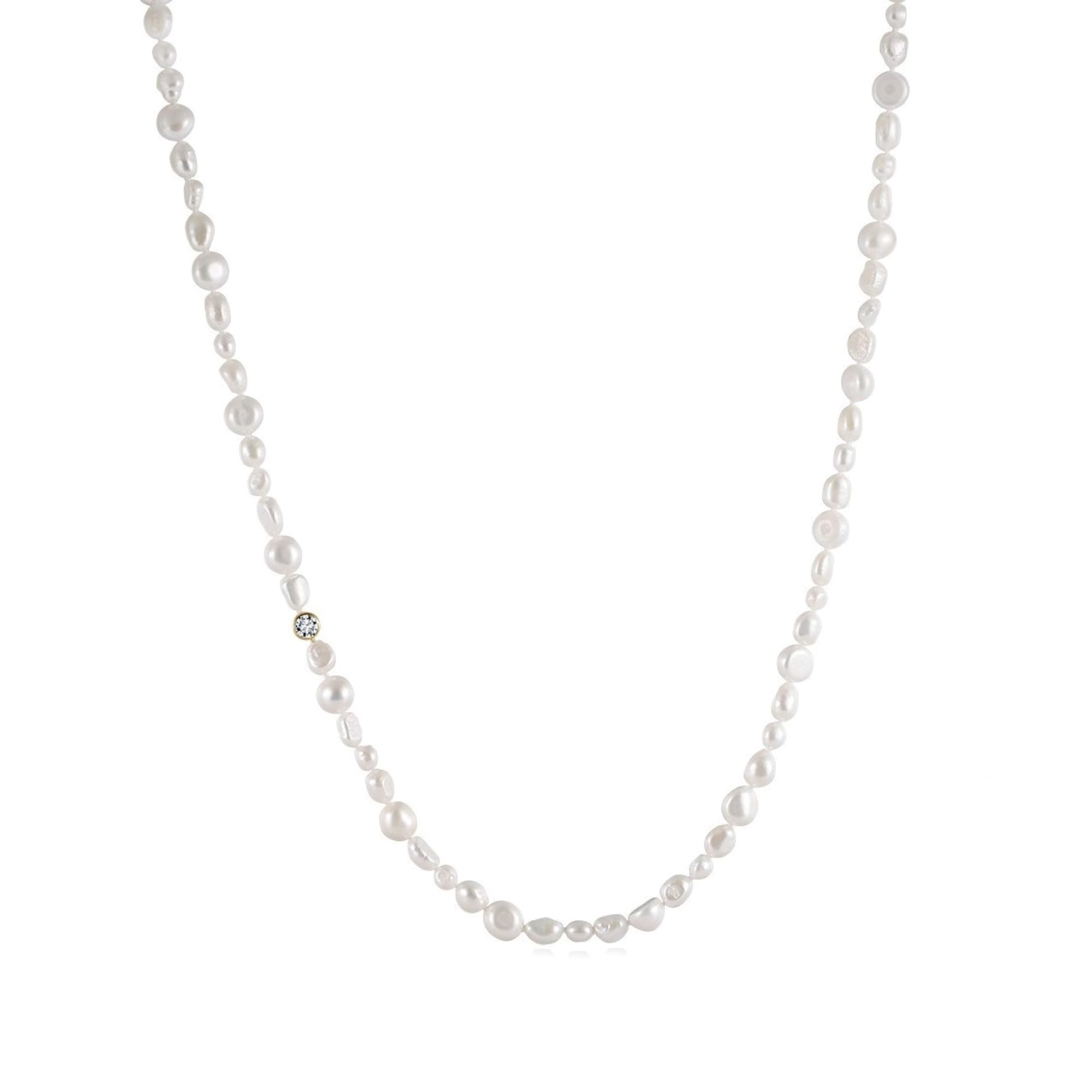 [HeyMeili] Baroque Pearl Necklace, Sterling Silver 925, Stylish, Natural Freshwater Pearl, June Birthstone, Popular, Elegant, Women s Gift, 5.5-7mm