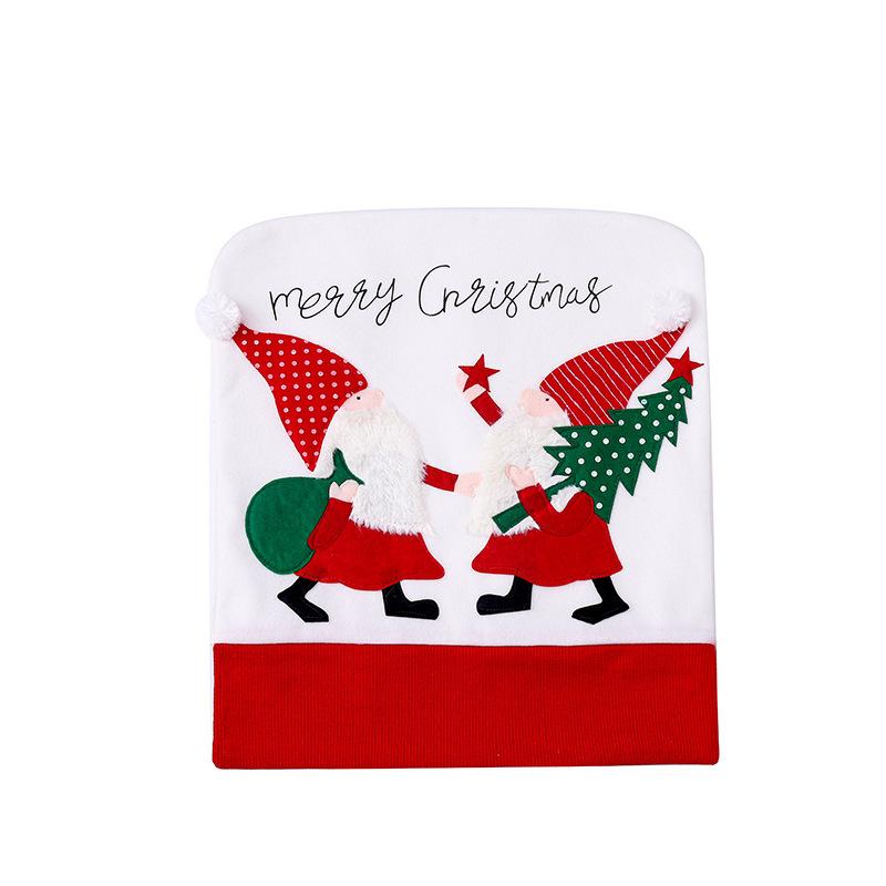 Christmas Chair Cover Red And White Flannel Chair Back Cover Hotel Faceless Old Man Embroidered Stool Cover Chair Cushion Decoration