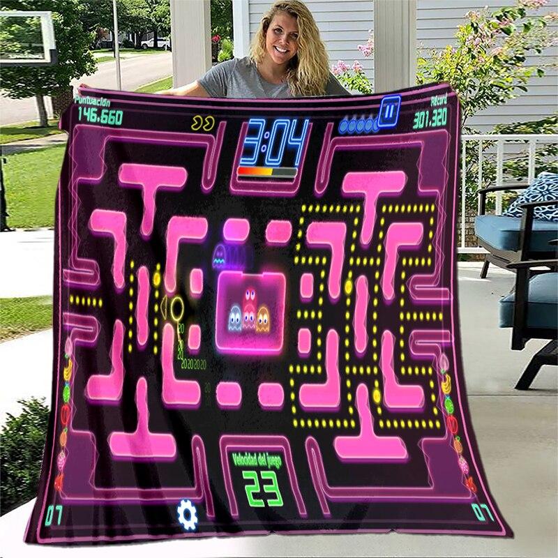 Spelfilt Retrospel Flanellfilt Supermjuk fleece-sängfilt för sovrum Soffa Soffa Tv-filt Gamerfilt