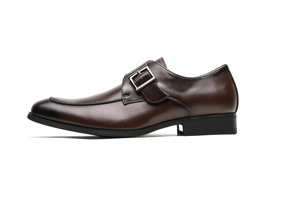 Jo Marino Genuine Leather Men's Monk Strap Dress Shoes with Non-Slip Design, Size 7772 (Dark Brown, Japanese Shoe Size, Adult, Numeric, 3_e, 25.5 cm)