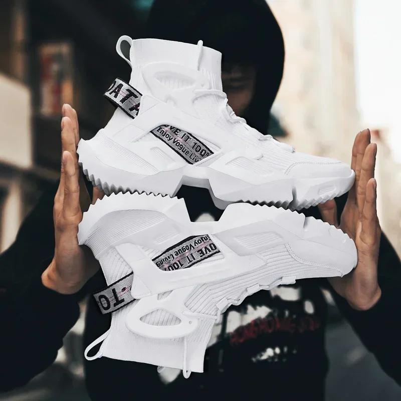 Men's Socks Shoes Sneakers Outdoor Running Sports Breathable Leisure Elastic Mesh Summer Light Large Size Flying Shoes