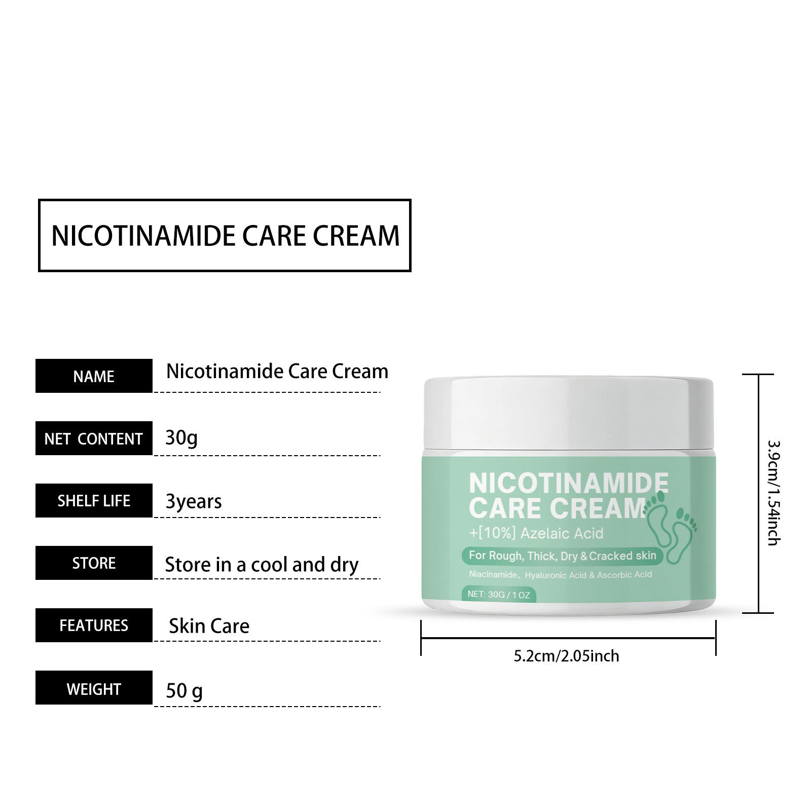 Niacinamide Foot Care Cream, Hydrating Moisturizing for Soft Supple Elastic Feet, Daily Nourishing Foot Lotion for Smooth Glowing Skin 30g