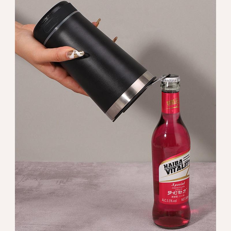 Stainless Steel Music Insulated Cup 16oz Portable Water Bottle Beer Mug Speaker Wireless Bluetooth Speaker With Bottle Opener