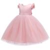 Girl Flower Birthday Tulle Dress Bow Wedding Kids Party Wear Princess Blue Dress Baby Bowknot Dresses