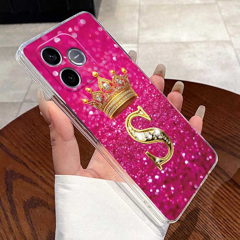 Shockproof Phone Case For Honor 600 Lite 5G/500 Smart 5G Transparent TPU Soft Casing Exclusive Lucky Letter Crown Couple Shell