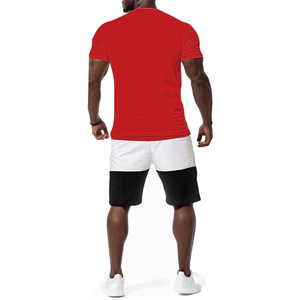 Men's Leisure Color Matching Short Sleeves Shorts Set
