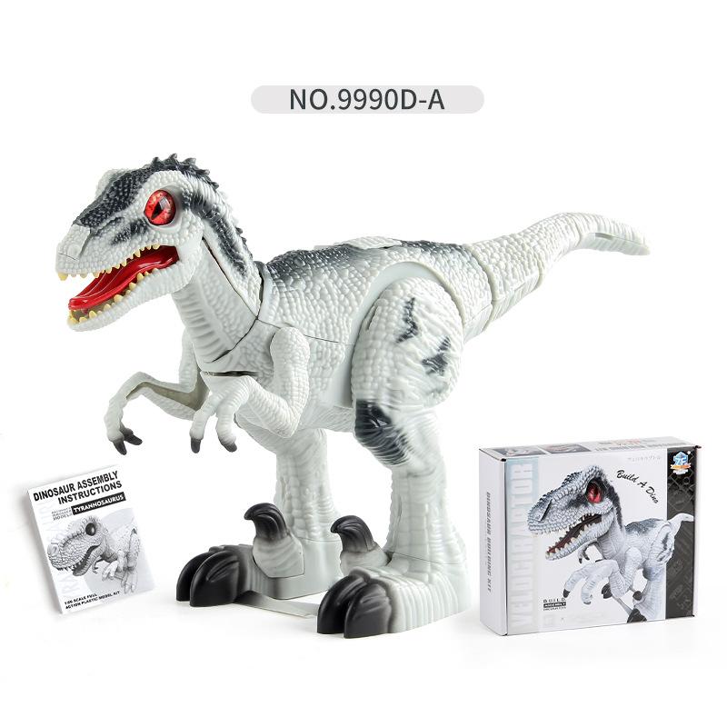 Children'S Electric Toy Velociraptor Walking Dinosaur Puzzle Diy Assembly Dinosaur Model Ornament