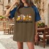 Casual Women Denim Patchwork Oktoberfest Graphic Print Short Sleeve T Shirt Comfortable Loose Fit Summer Top