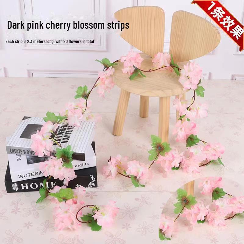 Artificial Cherry Blossom Vines for Air Conditioner Pipe Decoration - Green Plant & Flower Decor