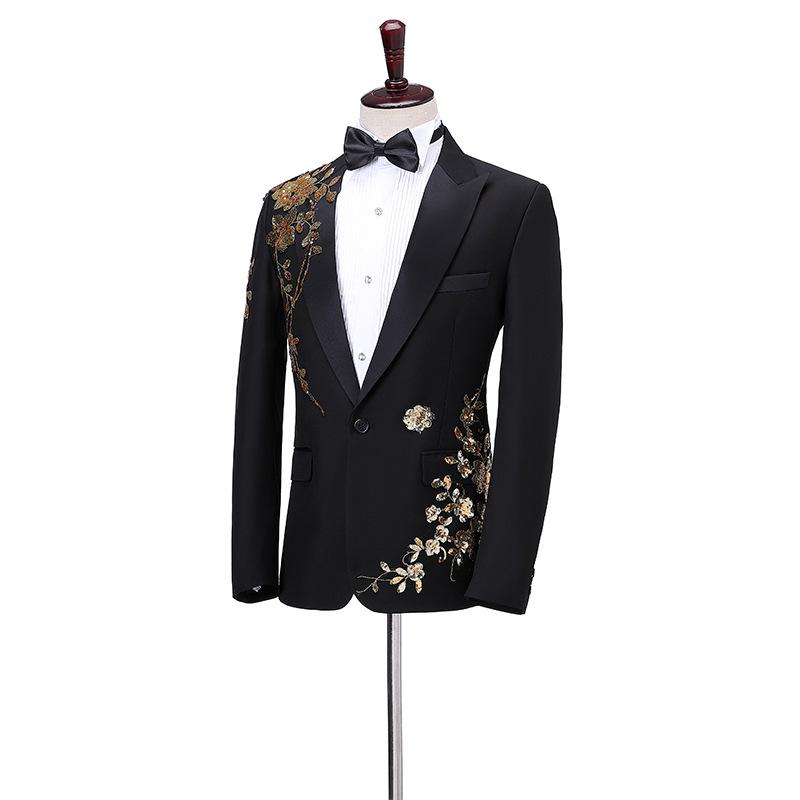 Men's Sequin Tuxedo Suit Set for Performances & Choir Stage