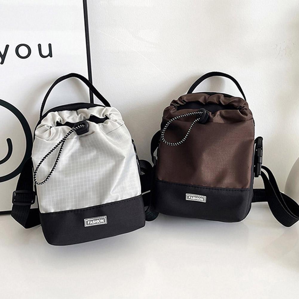 Outdoor Multifunctional Drawstring Crossbody Bag Nylon Lightweight Phone Bag Adjustable Strap Fashionable Portable Bag
