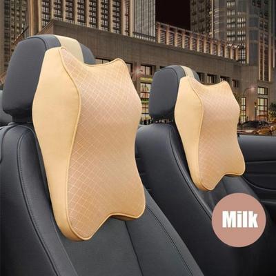 Memory Foam Car Neck Pillow Soft Leather Headrest Universal for Driving Home Office Cervical Support Neck Pain Relief