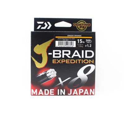 Daiwa Linea PE J Braid Expedition X8 300m 15lb Smash Orange (3316)
