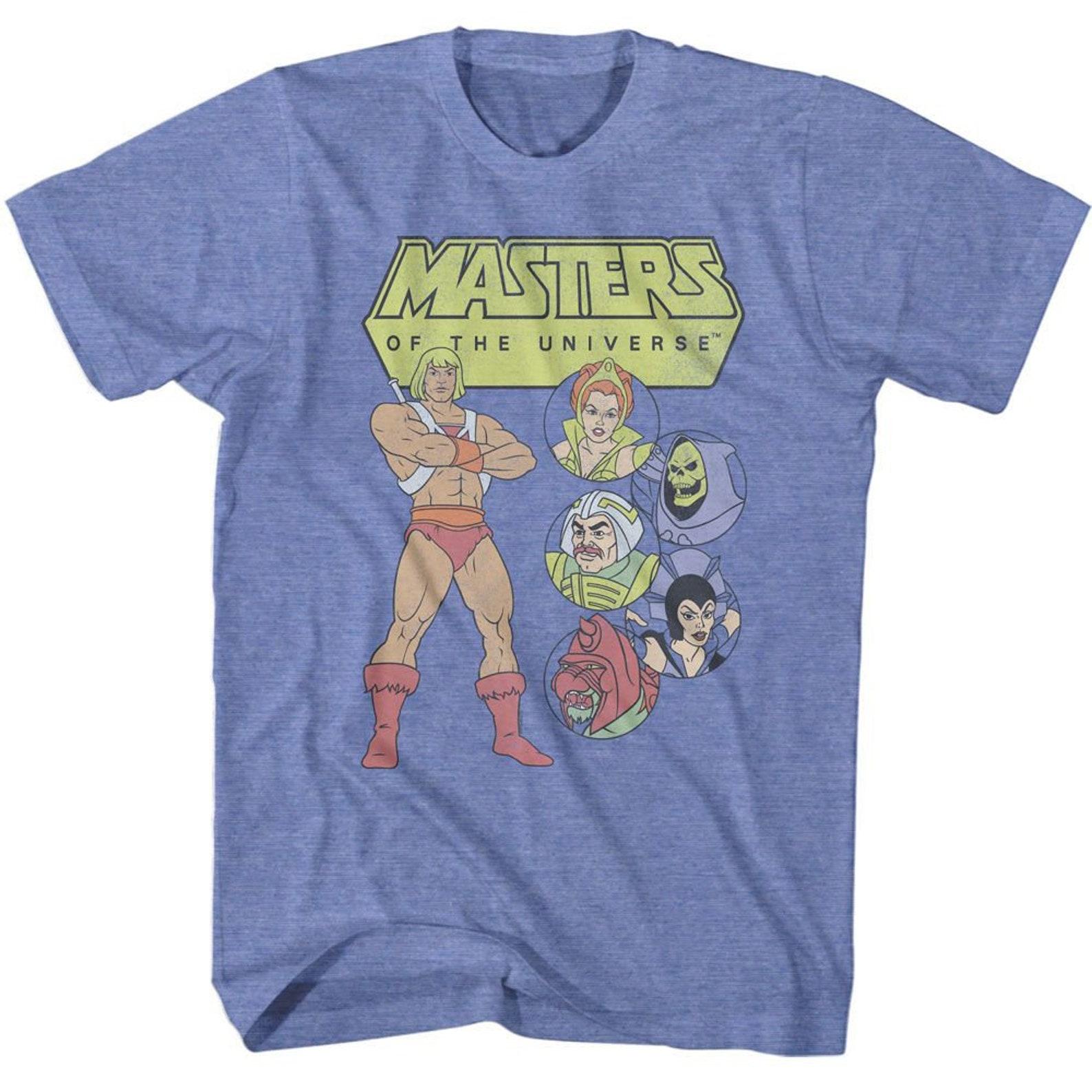 Masters of the Universe Character Circles Light Blue Heather T-Shirt 3XL