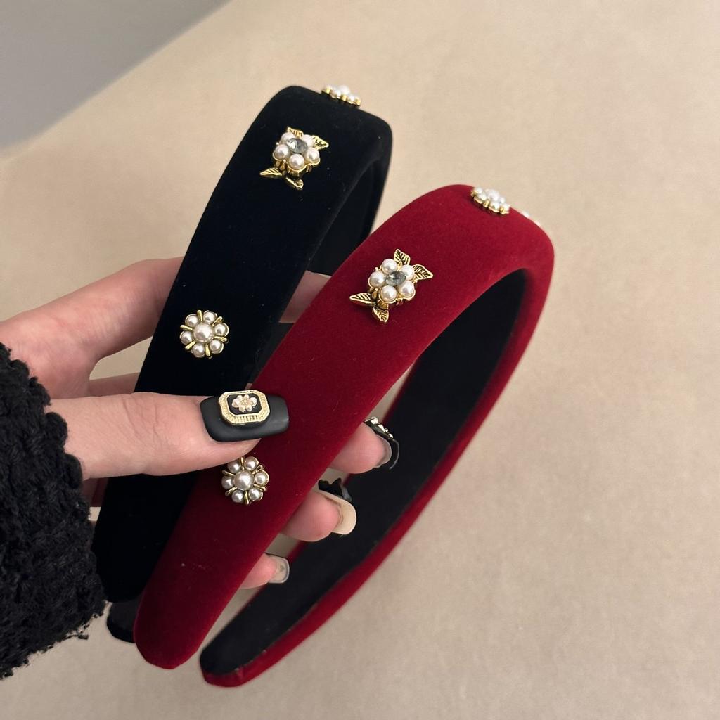 French Style Handmade Butterfly Wool Waves Hairband Fairy Cute Simple Temperament Exquisite Pearls Hair Accessories New