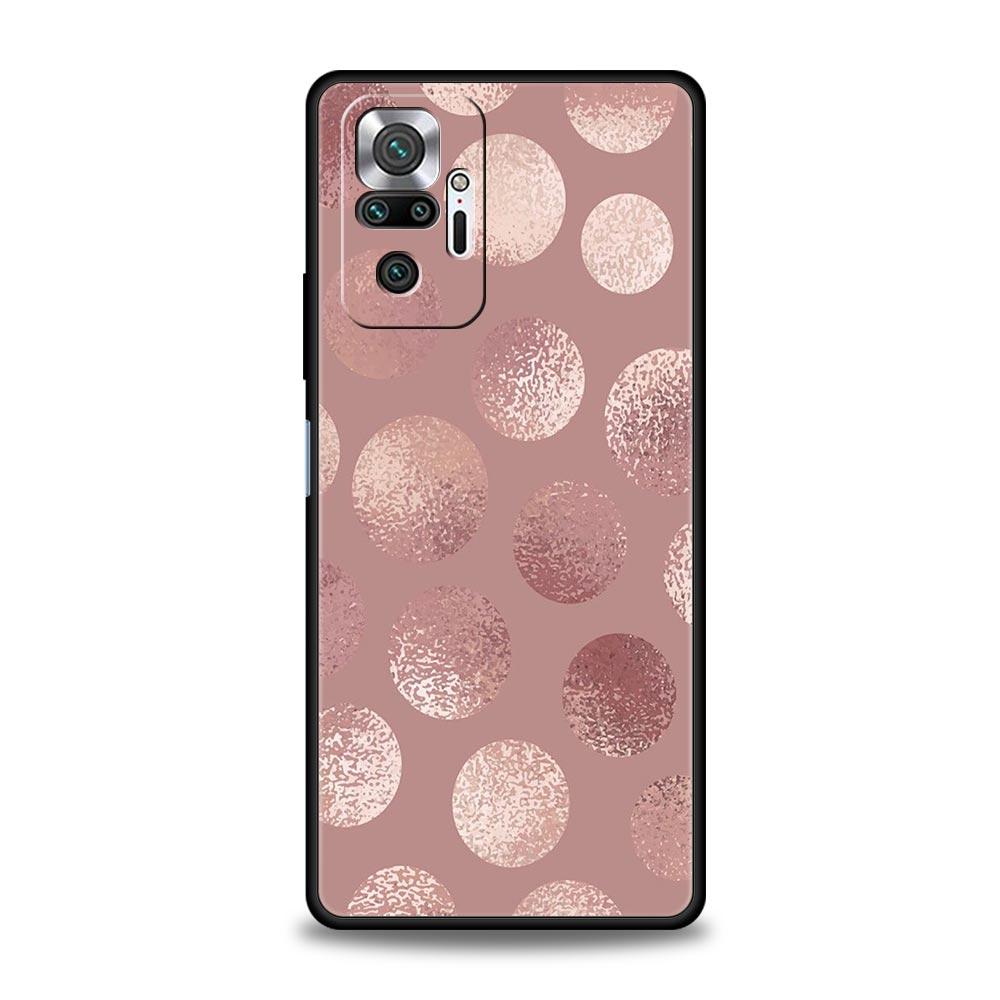 Handyhülle für Xiaomi Redmi Note 14 13 12 5G 11 10 Pro Plus 4G 9S 9 14C 13C 12C 10C 9C 9A Weiche TPU-Hülle Schöne Rosegold-Kunst