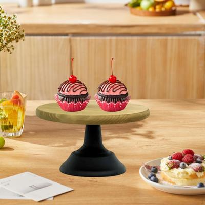 Wood Cake Stand Holder Food Display Riser Footed Tray Plate for Birthday Parties