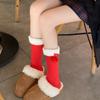 Female Hosiery New Year Red Socks Bow Middle Tube Socks Casual Children Red Socks  For Girl