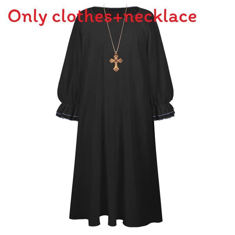 

Medieval Priest Cosplay Costume With Polyester Fabric For Halloween Stage Performances чорний