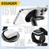 Essager 3 in 1 Magnetic Wireless Charger Bracket for Apple Watch Airpods 15W Fast Charge Dock Station for iPhone 15 14 13 12 Pro