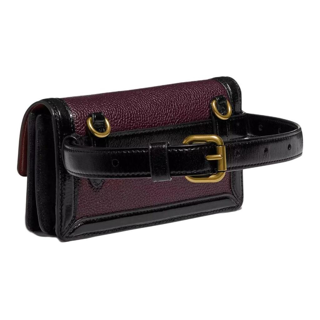 Coach Riley 18 Carriage Buckle Accordion Bag Women Shoulder Bag Black Burgundy 79668-B4C1L