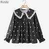 ZANZEA Women Casual Doll Collar Loose Long Sleeve Floral Blouse