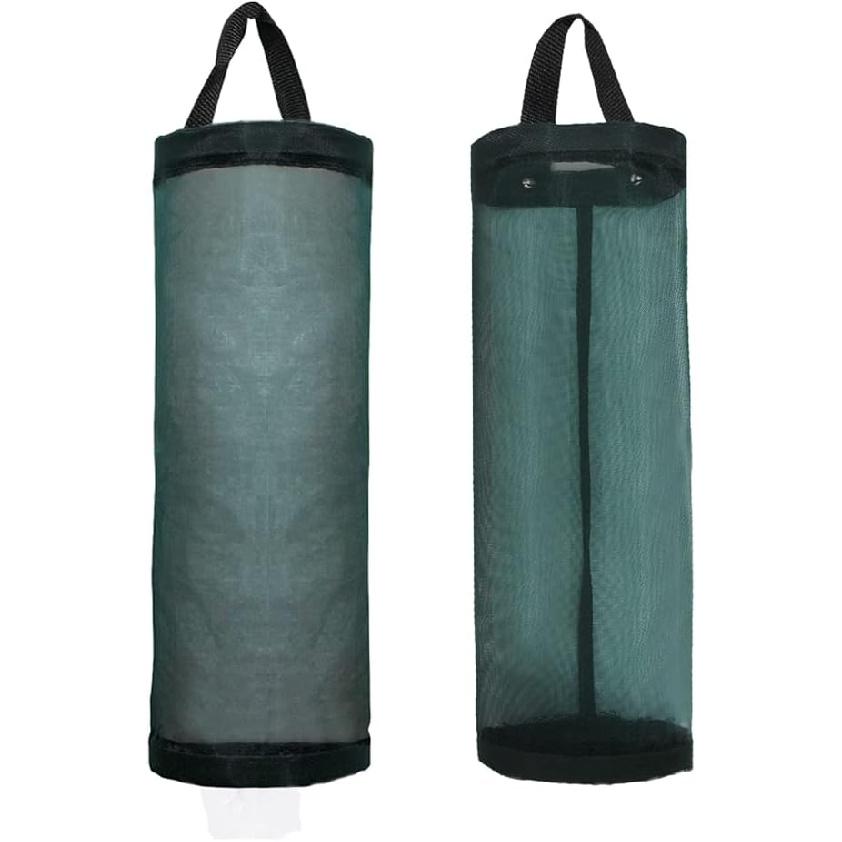 TOGETRUE Plastic Bag Holder, Grocery Bag Holder Mesh Hanging Storage Bag Dispenser (Black 2 Packs)