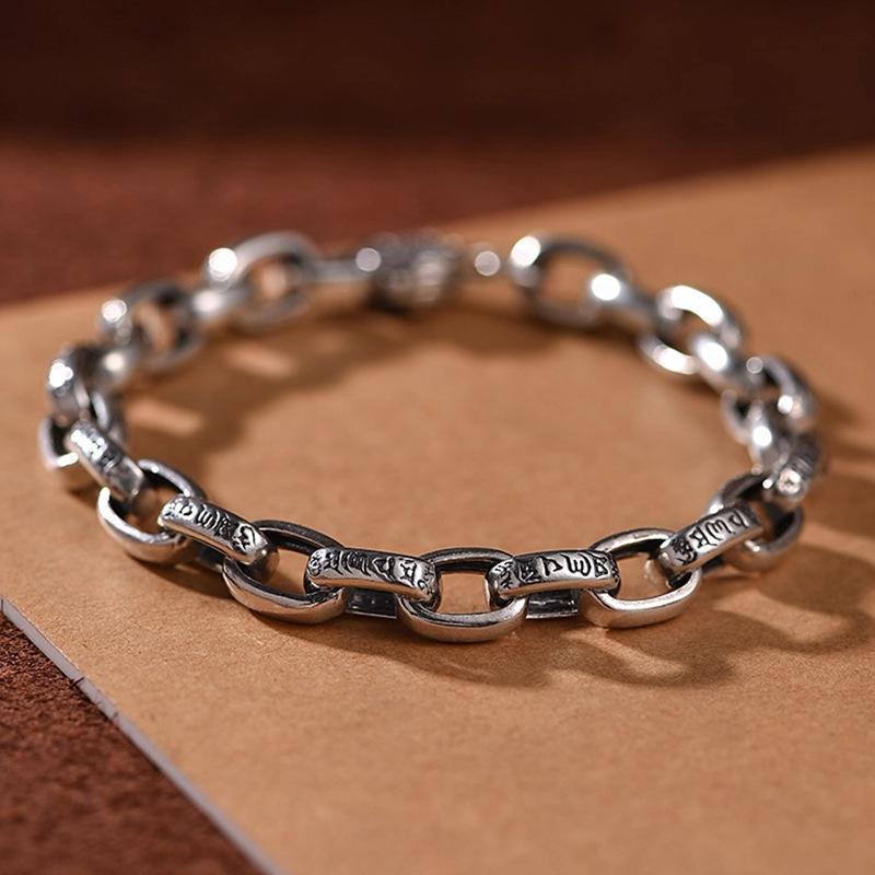 2026 Six-character Mantra Bracelet Men's Trendy Retro Niche High Sense