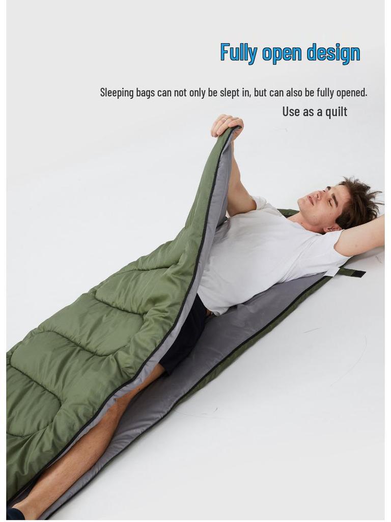 Sac de dormit portabil cald cu glugă pentru camping în aer liber - Îngroșat pentru primăvară, toamnă, iarnă
