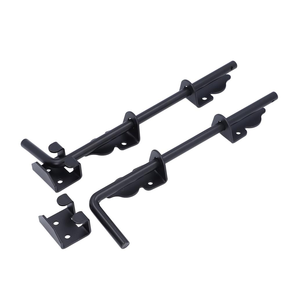 2pcs Gate Ground Latch 12 Inch Metal Heavy Duty Black Powder Coated Latch Gate Drop Rod for Single
