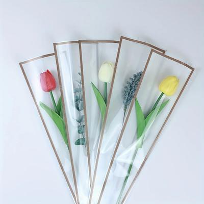 50/100 Stück Einzelrosenhülle Blumenverpackung Straußverpackung Valentinstag mit durchsichtiger Cellophan-Blumenverpackungstasche.