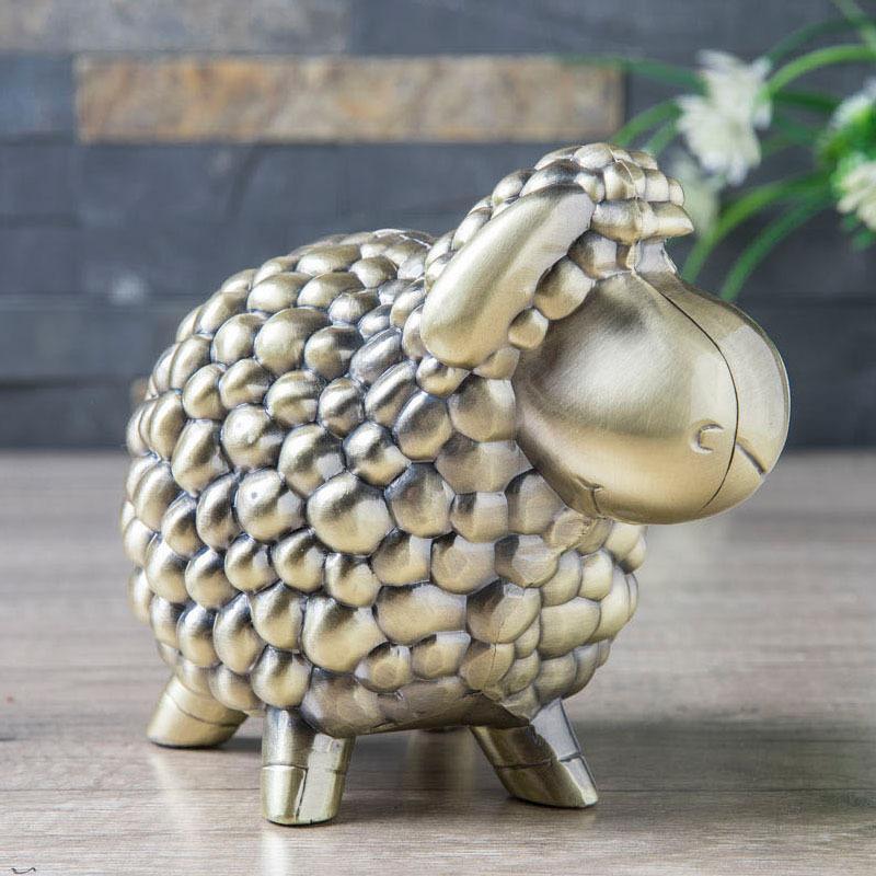 Children s Coin Bank Metal Crafts Sheep Save Coin Piggy Bank Children Gifts Piggy Bank Personality Cute Zodiac Home Money Boxes