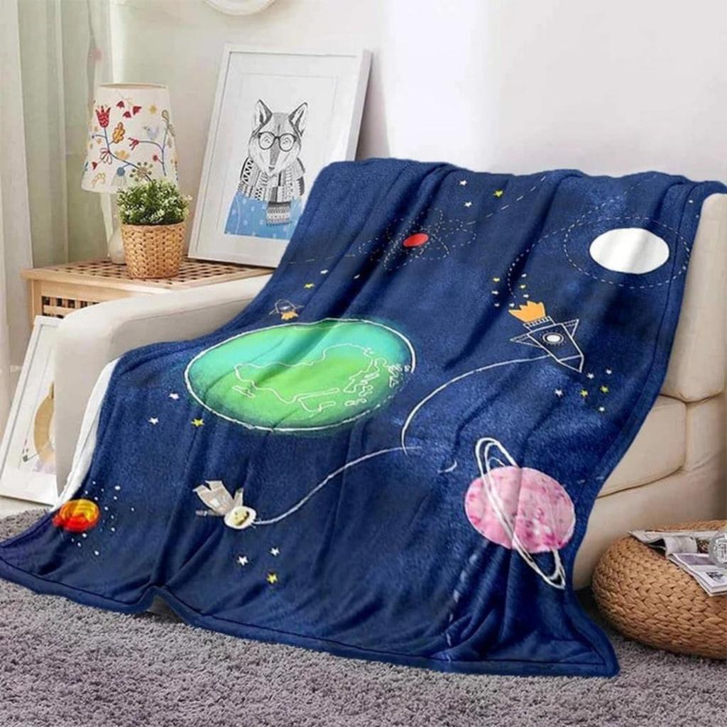 Galaxy Stars In Space Digital-printed Polyester Bedroom Velvet Flannel Cover Blanket Fleece Soft Sofa Cover Blankets for Beds