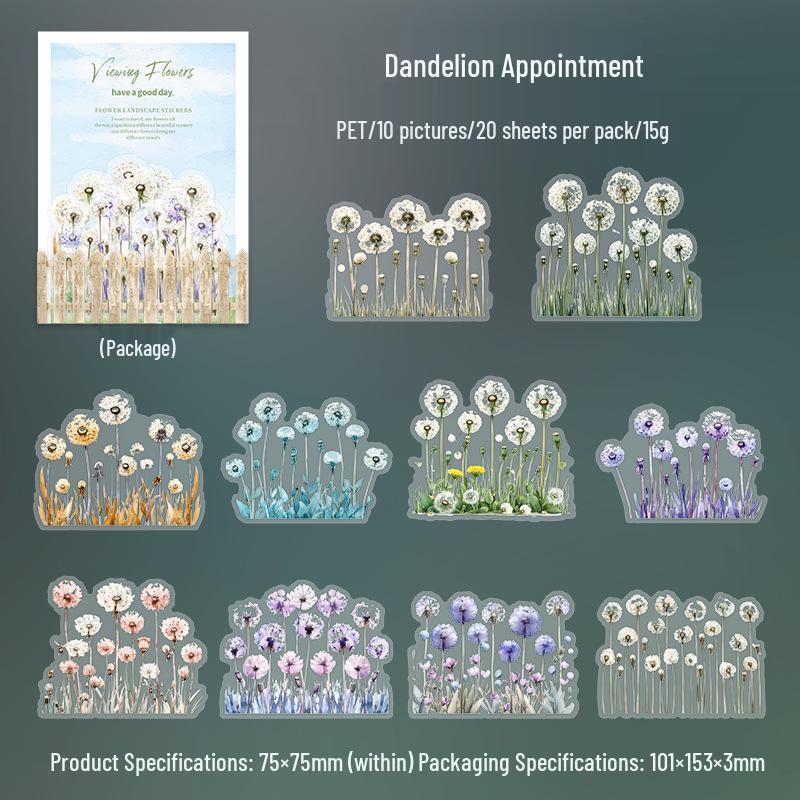 Beautiful Day Sticker Pack: Scenic Flower Bush Journal DIY Set - 20 Sheets, 6 Styles