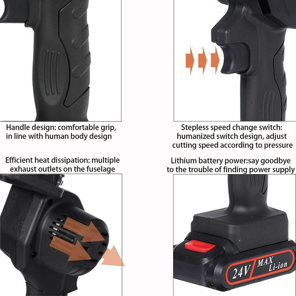 800W 6 Inch Electric Chain Saw Portable Electric Pruning Saw Woodworking Tool with 2 Lithium Battery