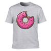 Unisexs Cotton Short Sleeve Tshirt With Fun Bitten Pink Glazed Donut Print Casual Summer Graphic Tee For Daily Wear