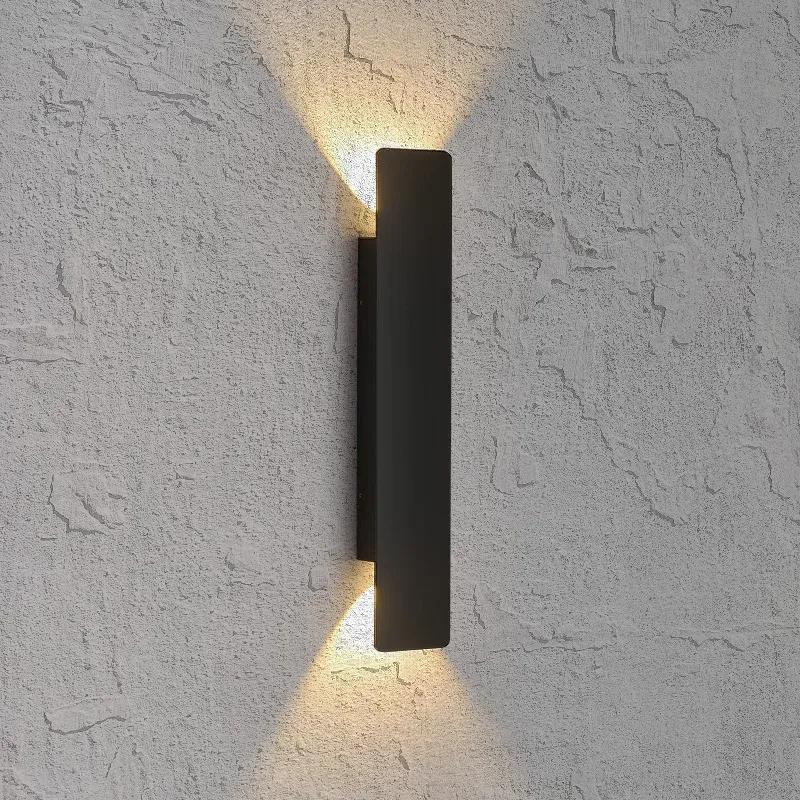 Outdoor Waterproof Wall Lamps Strip Aluminum Wall Lights 18W LED Black Wall Lamp Bedroom Exterior Outdoor Lighting Fixtures
