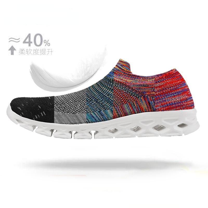 XIHAHA Męskie Damskie Modne Codzienne Buty Oddychająca Tkana Cholewka Trampki Antypoślizgowa Teksturowana Podeszwa Ostrzowa Buty Sportowe Para 36-46