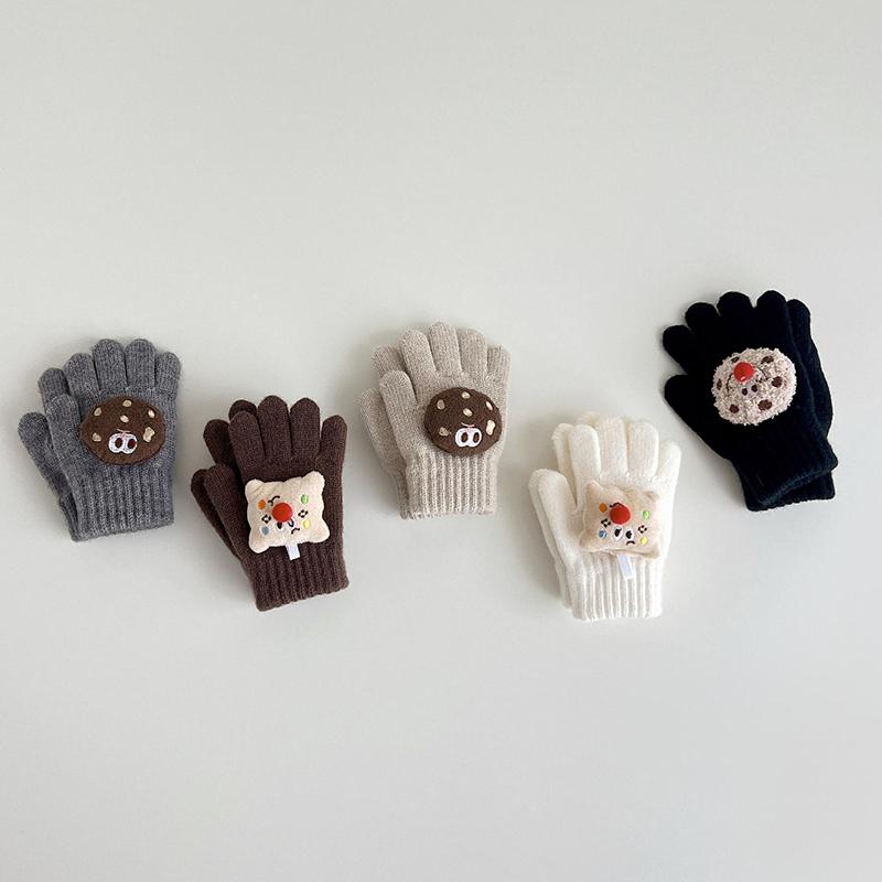 Cute Cartoon Baby Gloves Winter Warm Knitted Mittens for Toddler Kawaii Solid Color Kids Boys Girls Five Finger Gloves