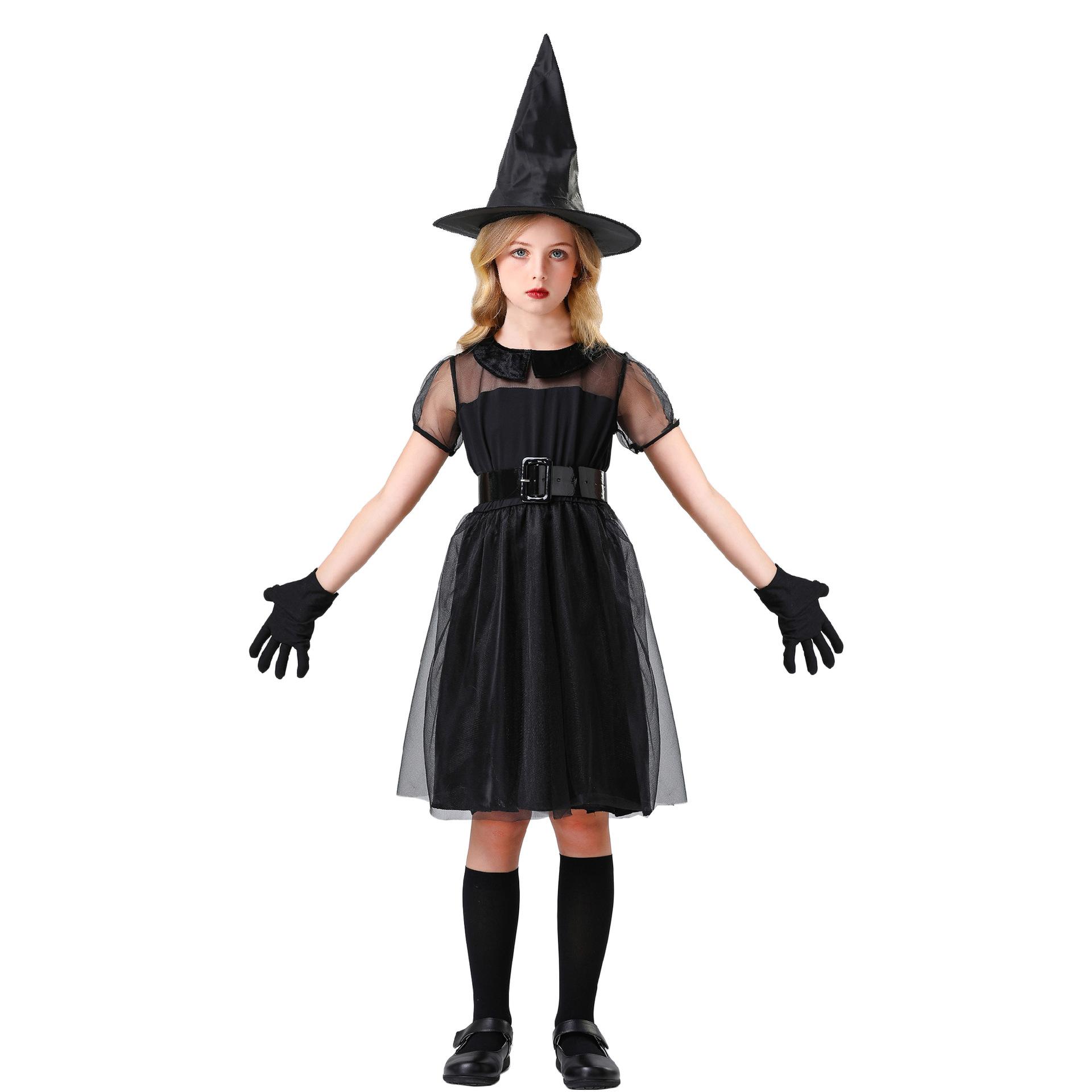 

Children s witch costumes, halloween girl magic witch cos show costumes 120cm чёрный