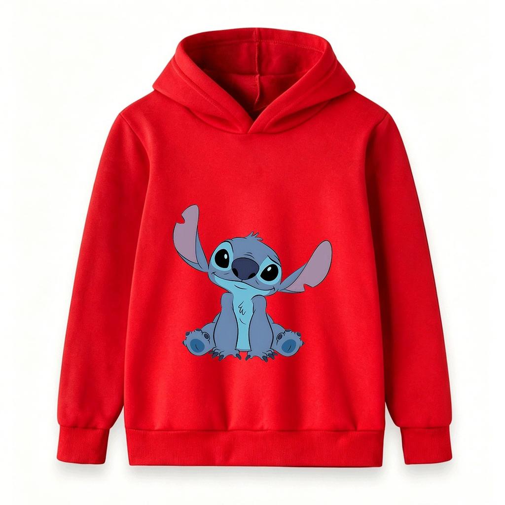 Kids Boys Girls Cute Blue Alien Printed Pullover Hoodie Casual Warm Long Sleeve Hooded Sweatshirt For Daily Wear