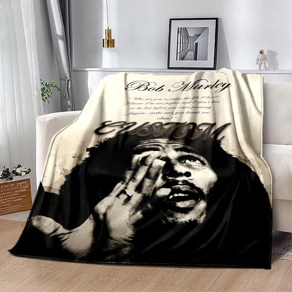 Bob Marley Custom Personalized Name Blanket Multipurpose Customizable Blanket Durable Comfort Throw For Home Decor Livingroom Office Chair Bed