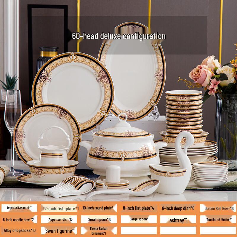 ZISIZ Golden Vienna Bone China Dinnerware Set