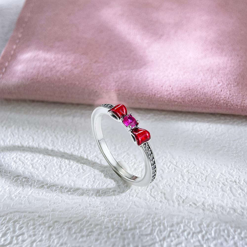 Anillo de Cóctel Elegante con Lazo Chapado en Cobre Piedra Roja Brillante Joyería Fina Para Mujeres y Adolescentes