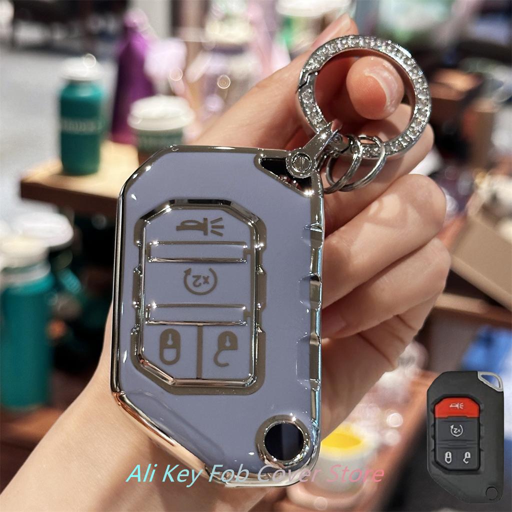 Key Fob Cover Car Keychain Lanyard for Jeep 2020 2021 Gladiator JT Sahara JLU 2018-2023