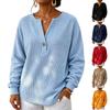 Women's Casual Knit V-Neck Button-Up Long Sleeve Top